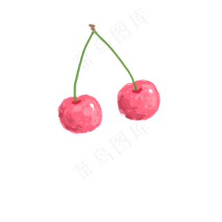 水彩色块樱桃PNG