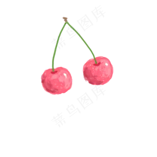 水彩色块樱桃PNG