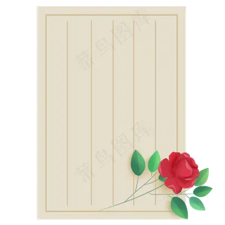 古风信纸和红色玫瑰花