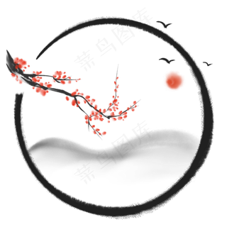 中国风水墨梅花边框