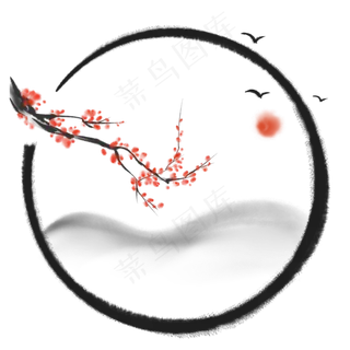 中国风水墨梅花边框