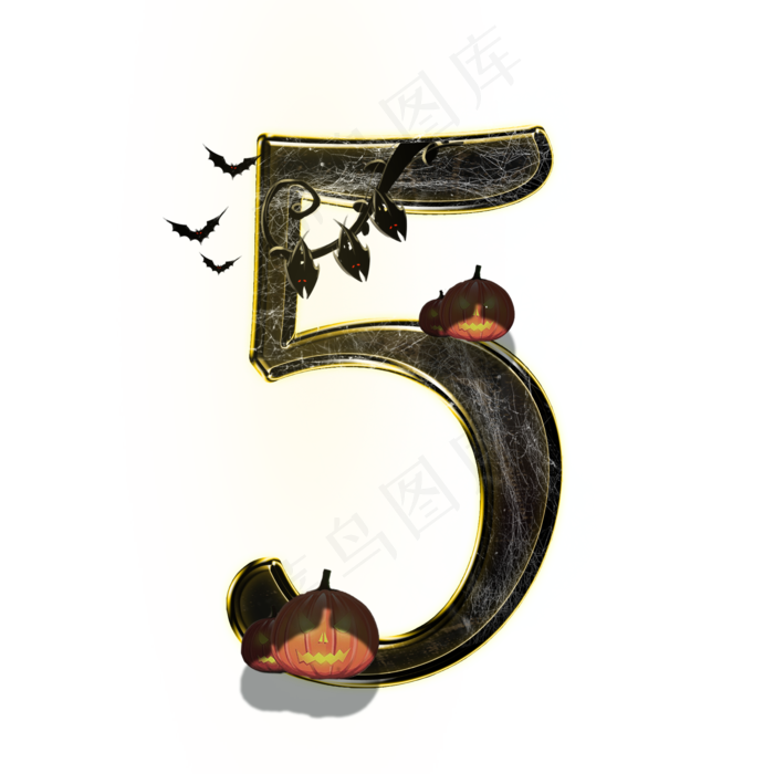 万圣节数字5(2000*2000px 	      )psd模版下载