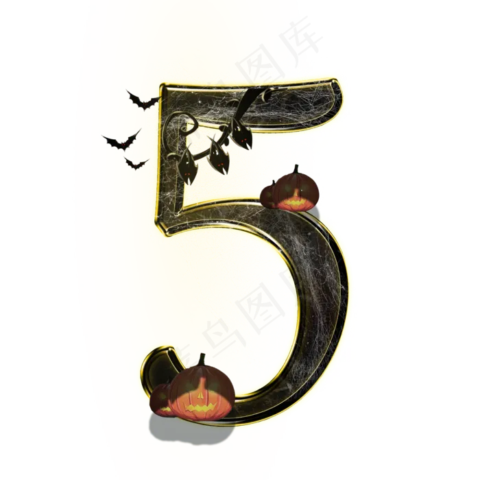 万圣节数字5(2000*2000px 	      )psd模版下载