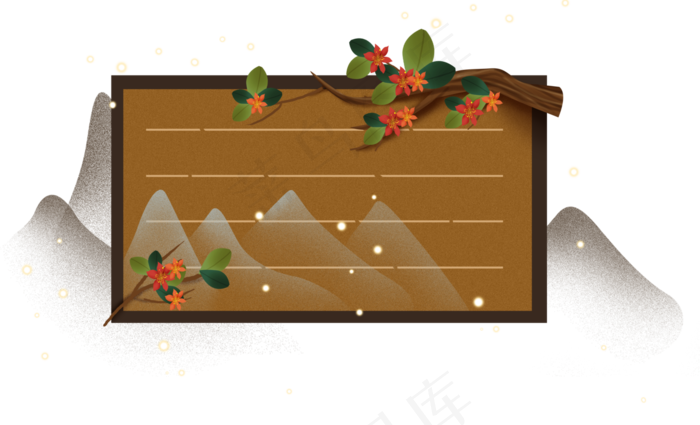 农历新年梅树祈福边框,免抠元素