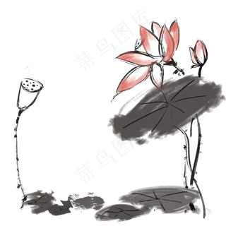 中国风水墨荷花边框