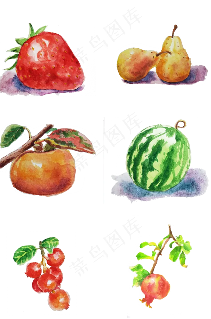 手绘卡通水彩水果(2000X3020(DPI:300))psd模版下载