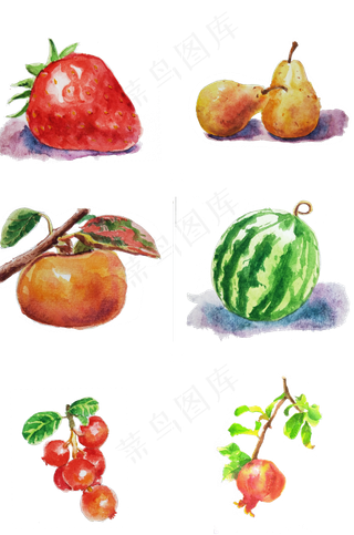 手绘卡通水彩水果