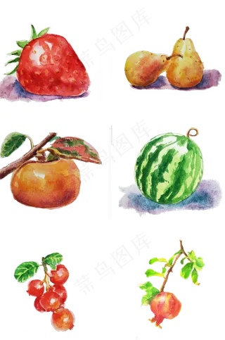手绘卡通水彩水果