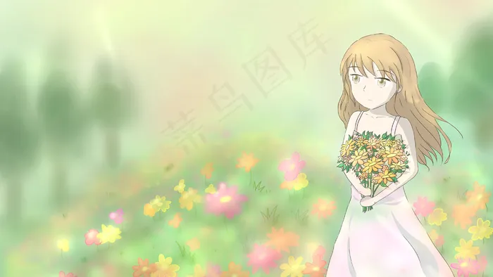 小清新夏日花海配图(2880*1620px 300 dpi )psd模版下载