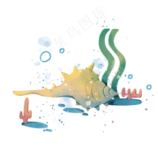 装饰贝壳螺丝海底珊瑚PNG,免抠元素