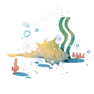 装饰贝壳螺丝海底珊瑚PNG,免抠元素