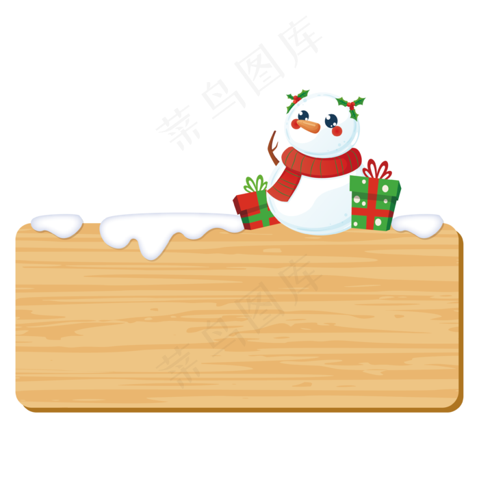 可爱圣诞雪人木牌边框,免抠元素ai矢量模版下载