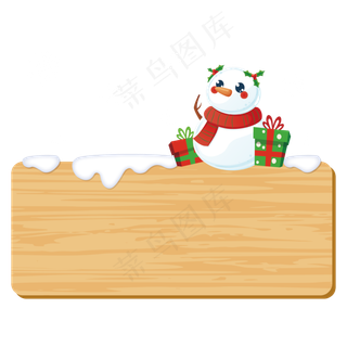 可爱圣诞雪人木牌边框,免抠元素