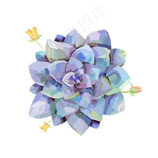 卡通手绘中国风油画可爱多肉植物,免抠元素