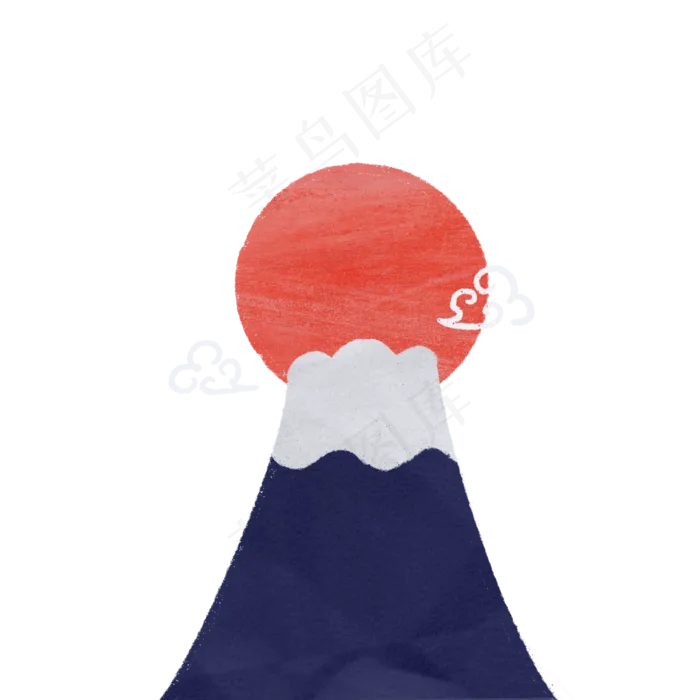手绘可爱日本富士山,免抠元素(1200X1200(DPI:300))psd模版下载