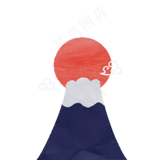 手绘可爱日本富士山,免抠元素