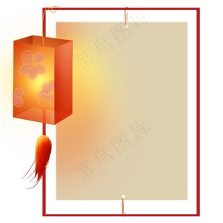 中国风红灯笼边框,免抠元素