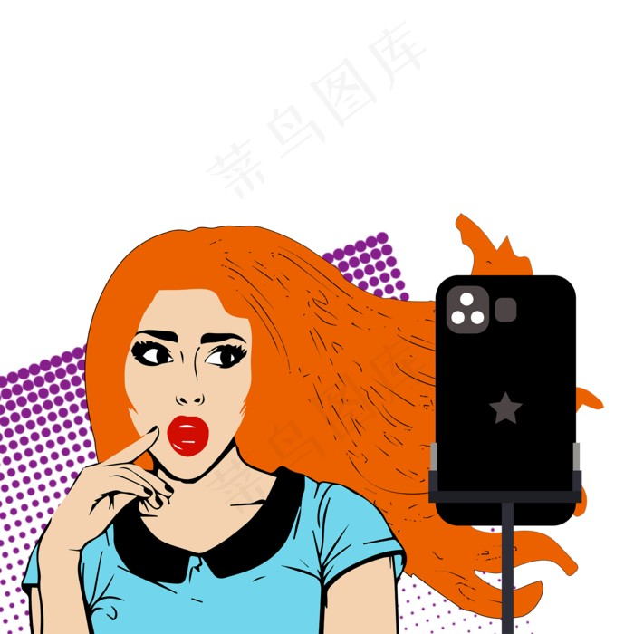 网红直播美女,免抠元素