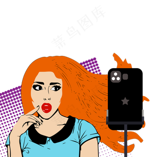 网红直播美女,免抠元素