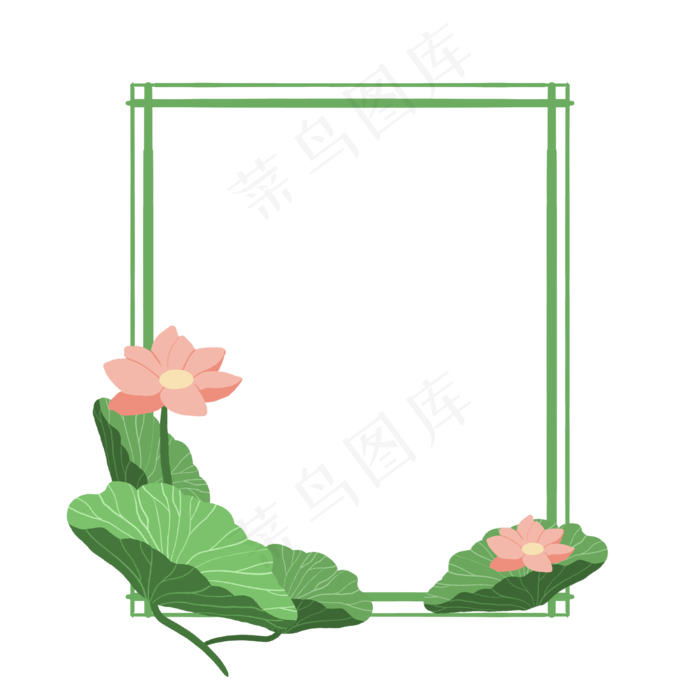 手绘荷花相框