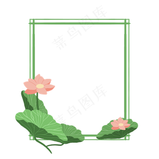 手绘荷花相框