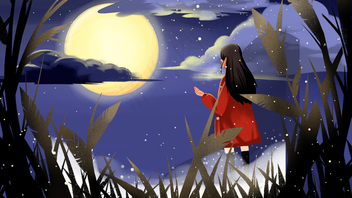 蓝色系卡通手绘风立冬配图