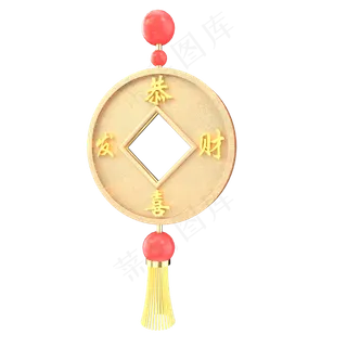 金色中国风铜钱装饰,免抠元素 金色中国风铜钱装饰,免抠元素