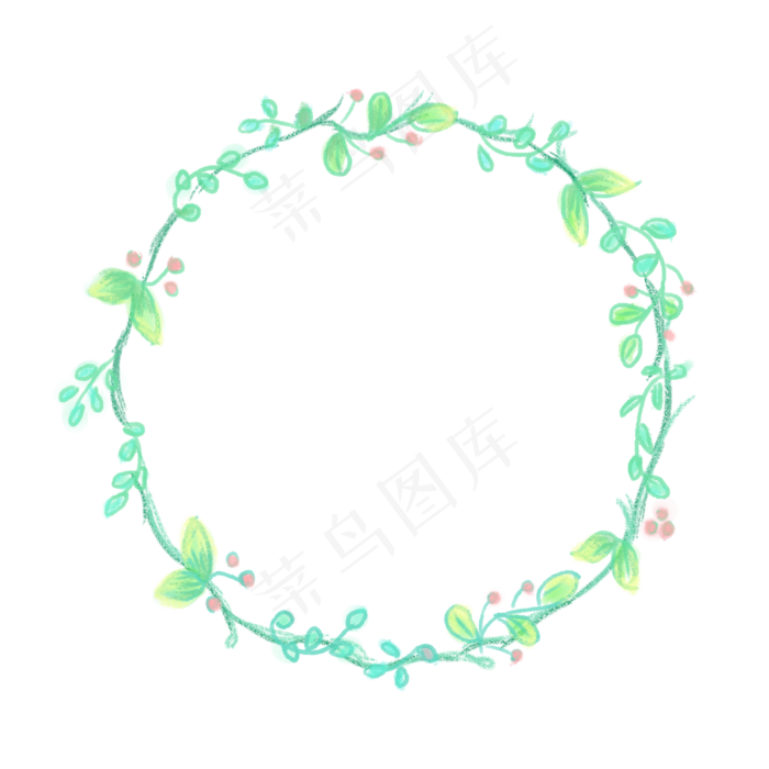 水彩叶子圆环免抠图
