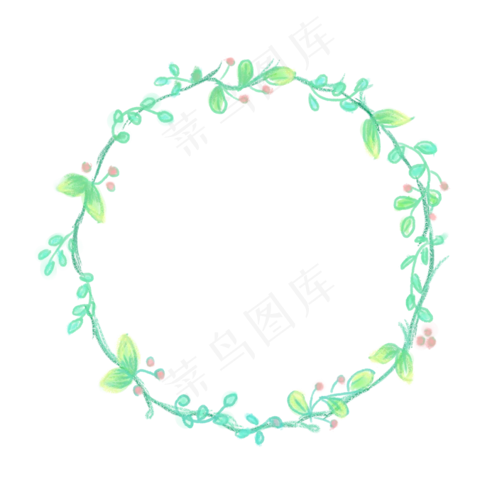 水彩叶子圆环免抠图(2000X2000(DPI:300))psd模版下载