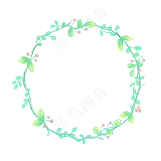 水彩叶子圆环免抠图