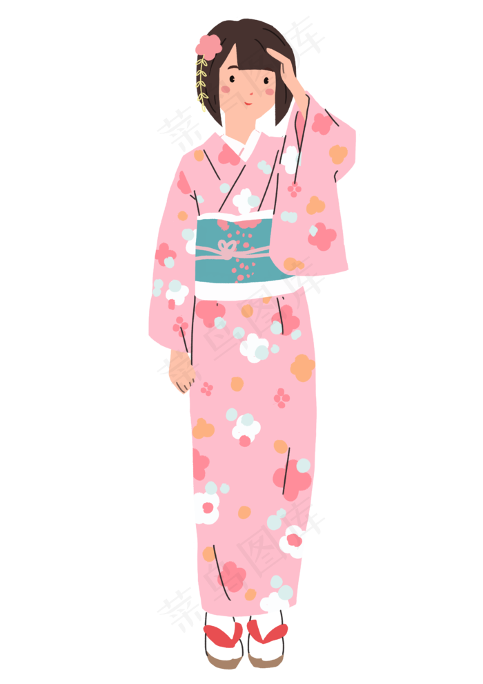 日本樱花和服女孩