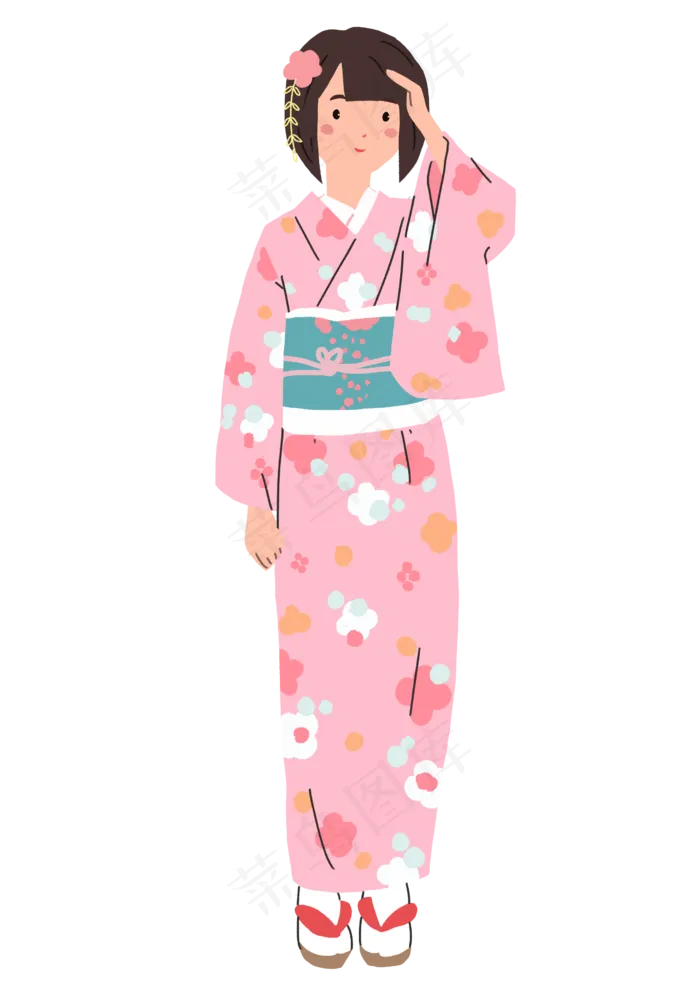日本樱花和服女孩(2480X3508(DPI:300))psd模版下载