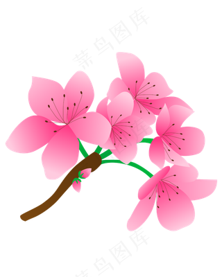 矢量免扣粉色桃花