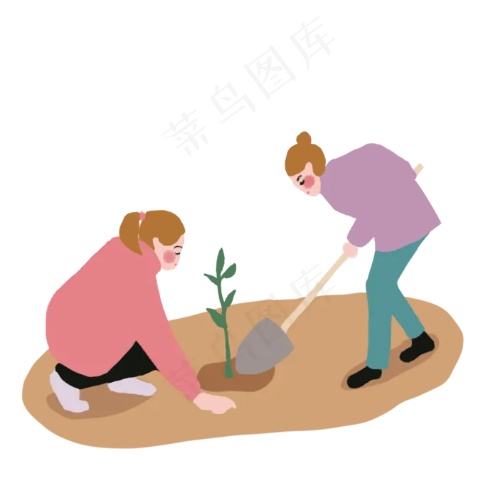 手绘植树节人物png素材(2000X2000(DPI:72))psd模版下载