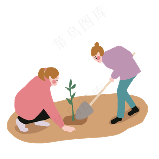 手绘植树节人物png素材