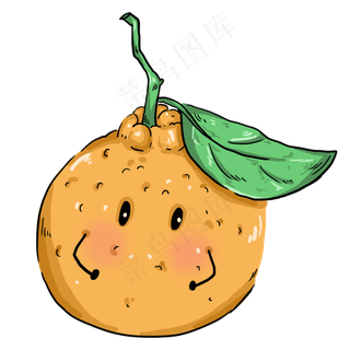 灰色手绘橙子食物元素