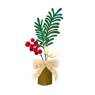 手绘ins风文艺小果子干花和花瓶PNG,免抠元素