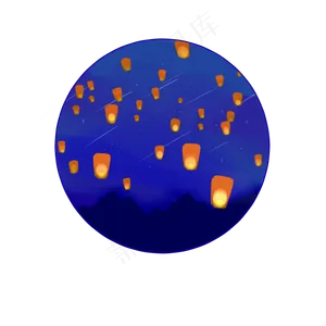 夜空孔明灯元宵节流星小场景处暑