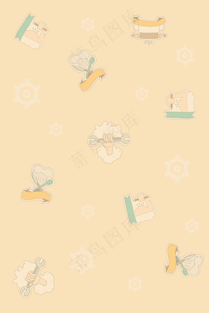 卡通风劳动节劳动工具广告背景