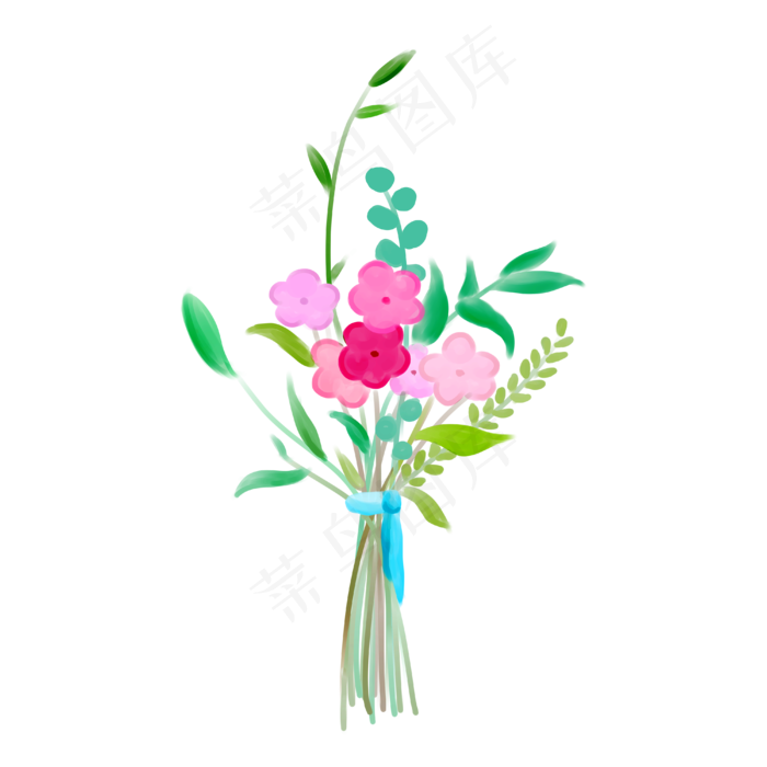 清新淡彩手绘鲜花花束