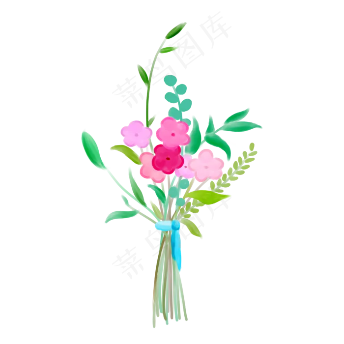 清新淡彩手绘鲜花花束