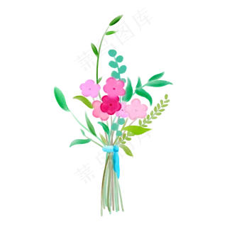 清新淡彩手绘鲜花花束