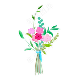 清新淡彩手绘鲜花花束