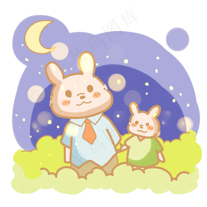 看星星的兔子父子(2000X2000(DPI:299))psd模版下载