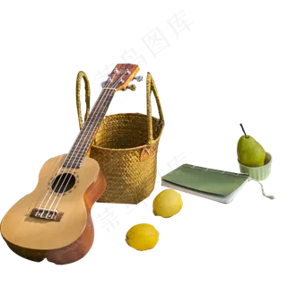 手提琴和梨子免抠图