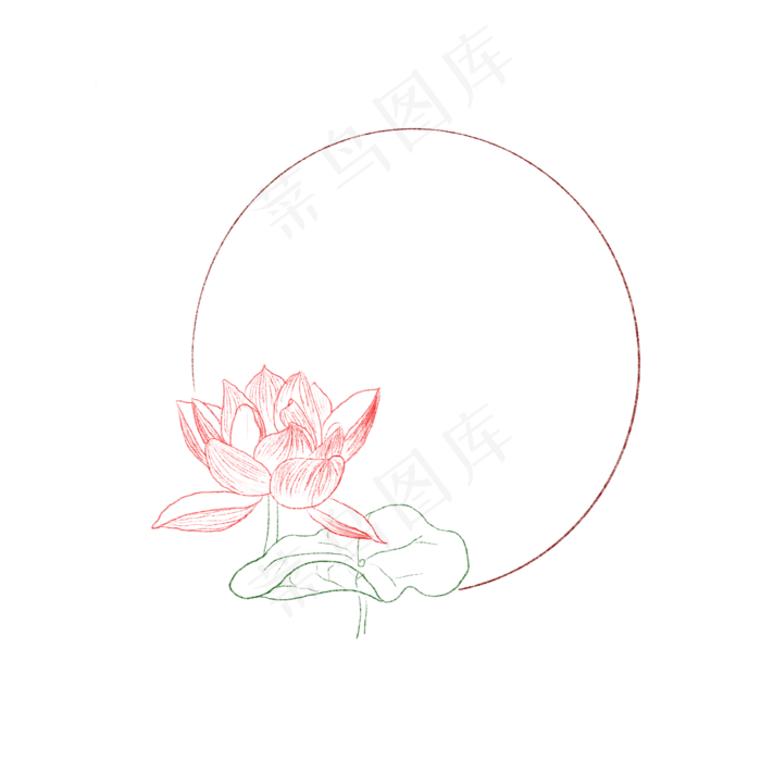 中国风荷叶荷花免抠(2048X2048(DPI:132))psd模版下载