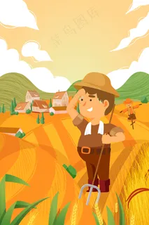 芒种小满耕种农民节气丰收麦田手机页面配图