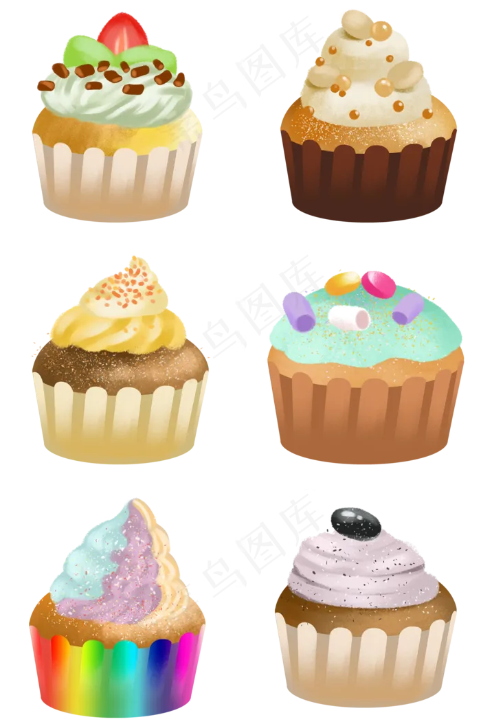 手绘甜品甜点美食之纸杯蛋糕(2000X3020(DPI:300))psd模版下载