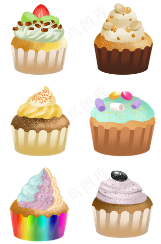 手绘甜品甜点美食之纸杯蛋糕