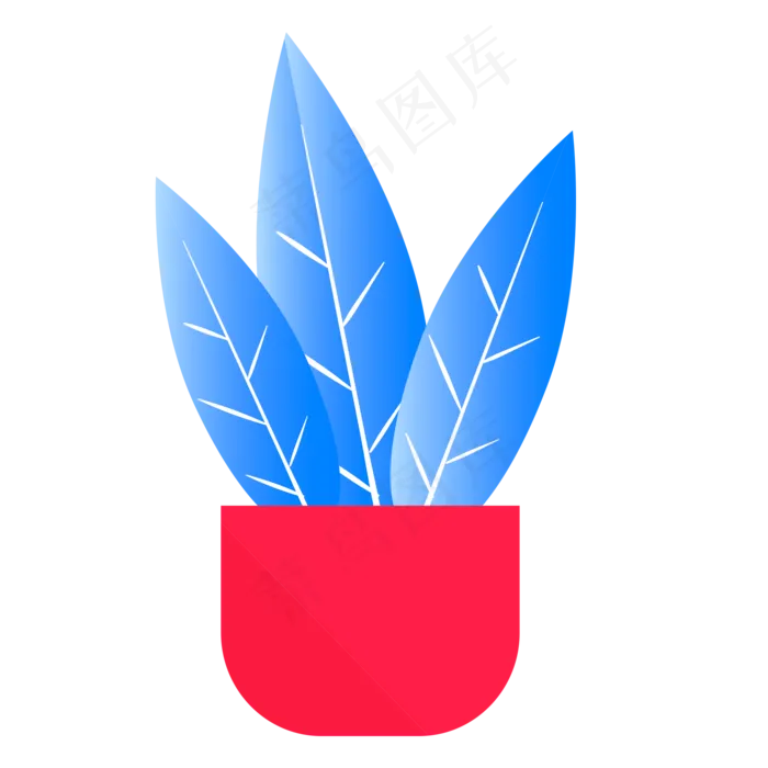 2.5D一个炫彩的盆栽免抠图(2000X2000(DPI:300))psd模版下载